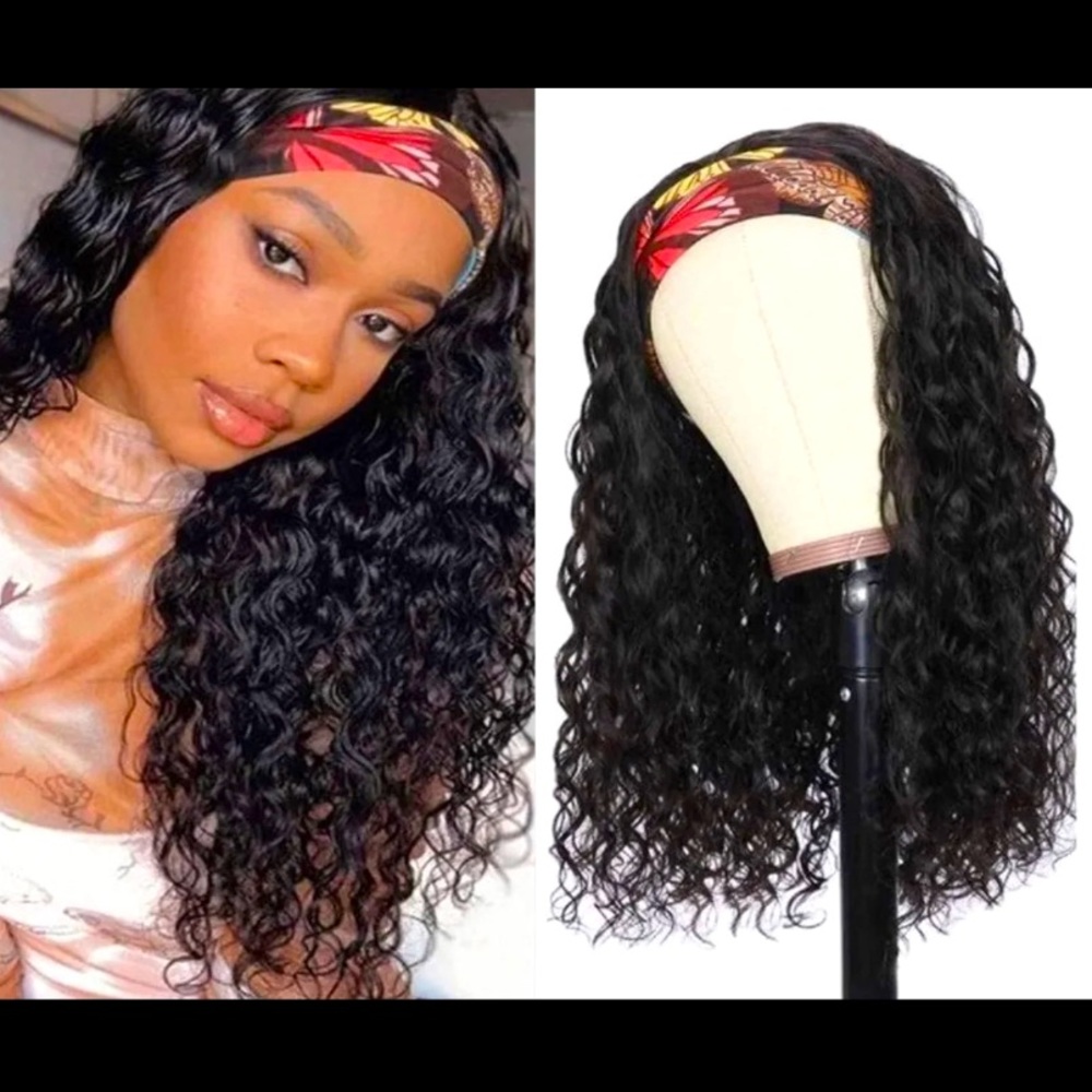 14 inch Human Hair Water Wave Headband Wig